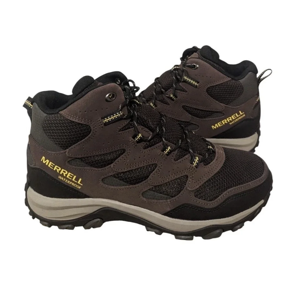 New MERRELL Sz 11.5 Men's West Rim Sport Thermo Mid WP Hiking Boots Shoes Brown
